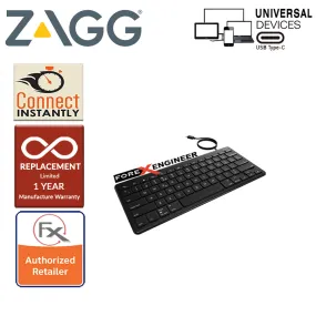 ZAGG Universal Keyboard USB-C Wired - Full Size Keyboard with USB C 1.5m Cable