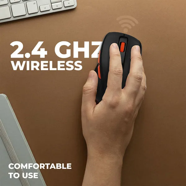 ZEBRONICS ZEB-CURVE Wireless Mouse, High Precision with 800/1200/1600 DPI, 6 Buttons, USB Nano Receiver, Power Saving Mode, Comfortable and Versatile