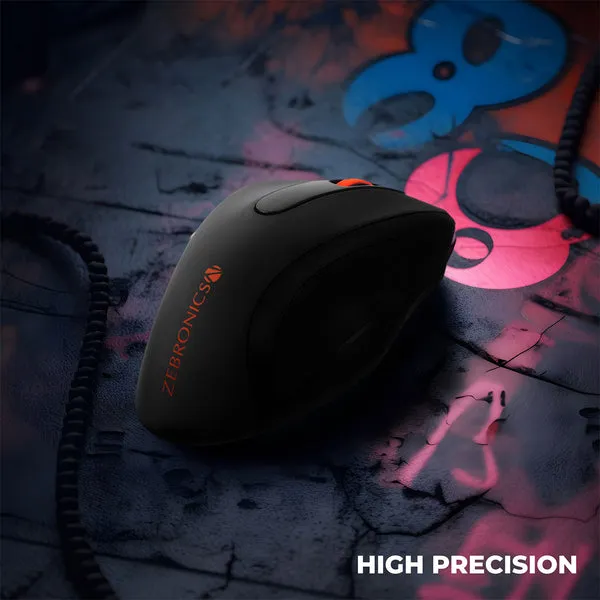 ZEBRONICS ZEB-CURVE Wireless Mouse, High Precision with 800/1200/1600 DPI, 6 Buttons, USB Nano Receiver, Power Saving Mode, Comfortable and Versatile